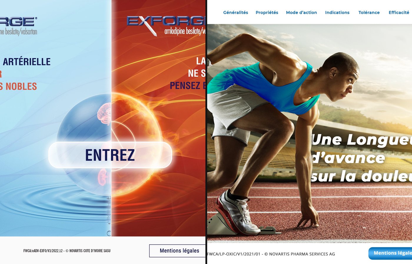 Novartis — Portail HCP et campagnes Exforge, Oxiceb